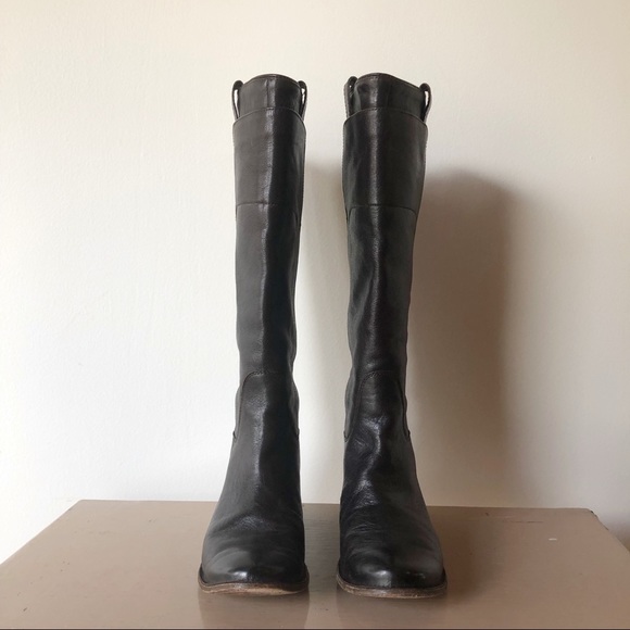 Frye Paige Tall Brown Leather Riding Boots - Picture 3 of 8